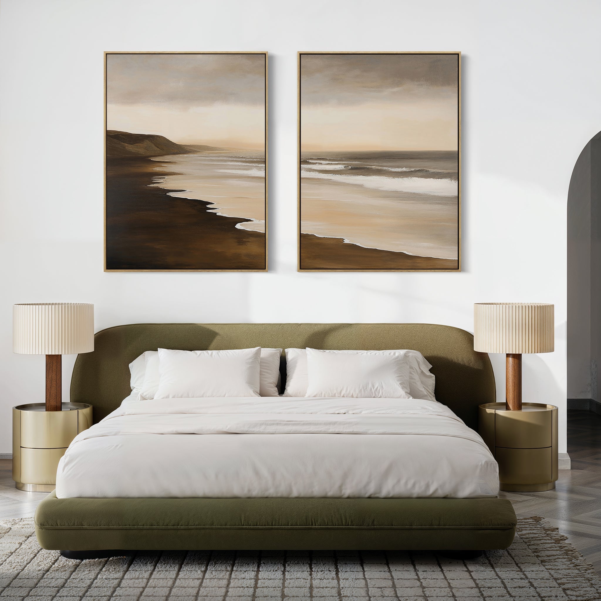 Whispers of the Tide – Set of 2 Canvas Prints set of 2 – neutral-toned coastal canvas wall art by Aspire Prints