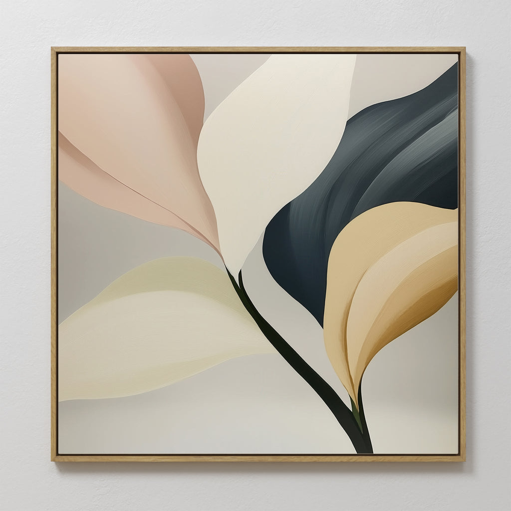 Whispers in Marble – neutral-toned botanical canvas wall art print by Aspire Prints