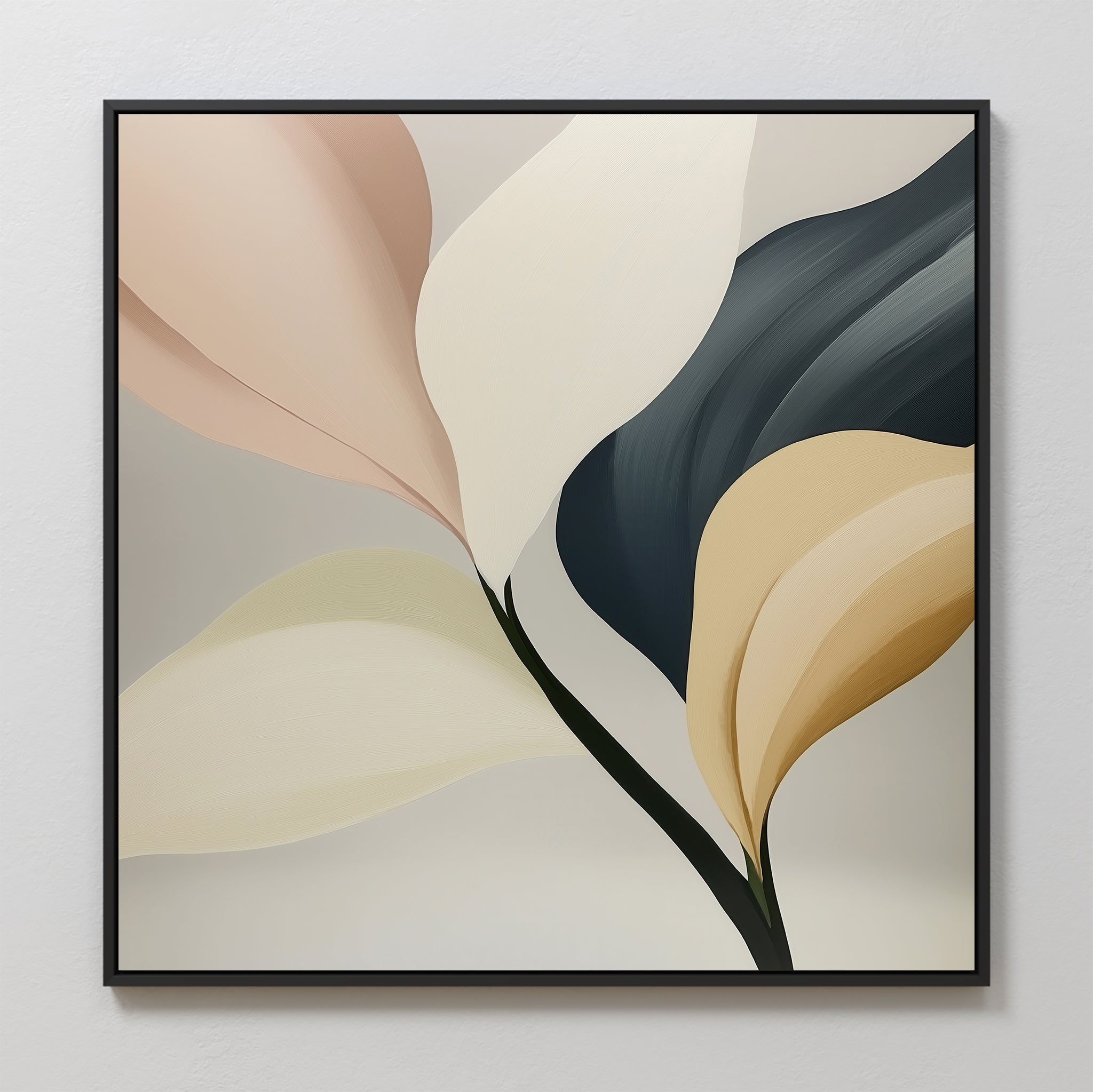 Whispers in Marble – neutral-toned botanical canvas wall art print by Aspire Prints