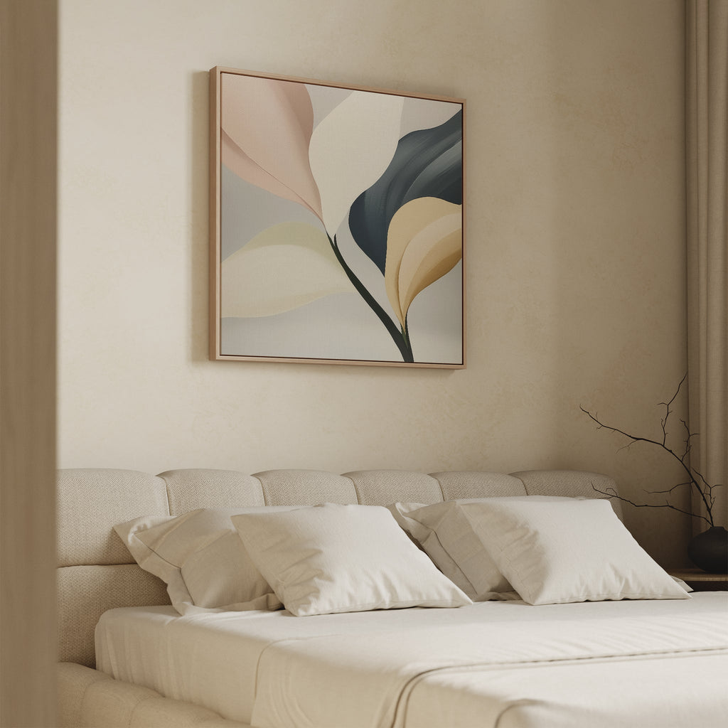Whispers in Marble – neutral-toned botanical canvas wall art print by Aspire Prints