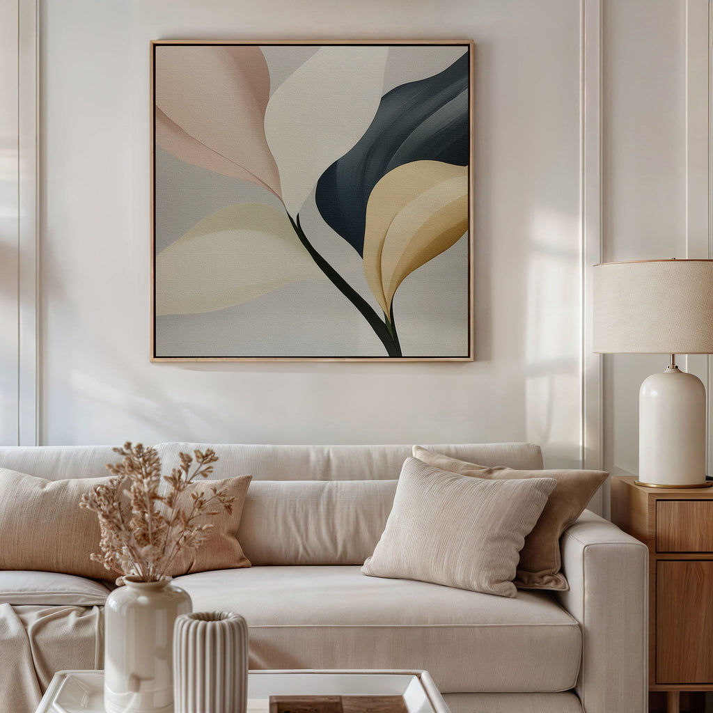 Whispers in Marble – neutral-toned botanical canvas wall art print by Aspire Prints