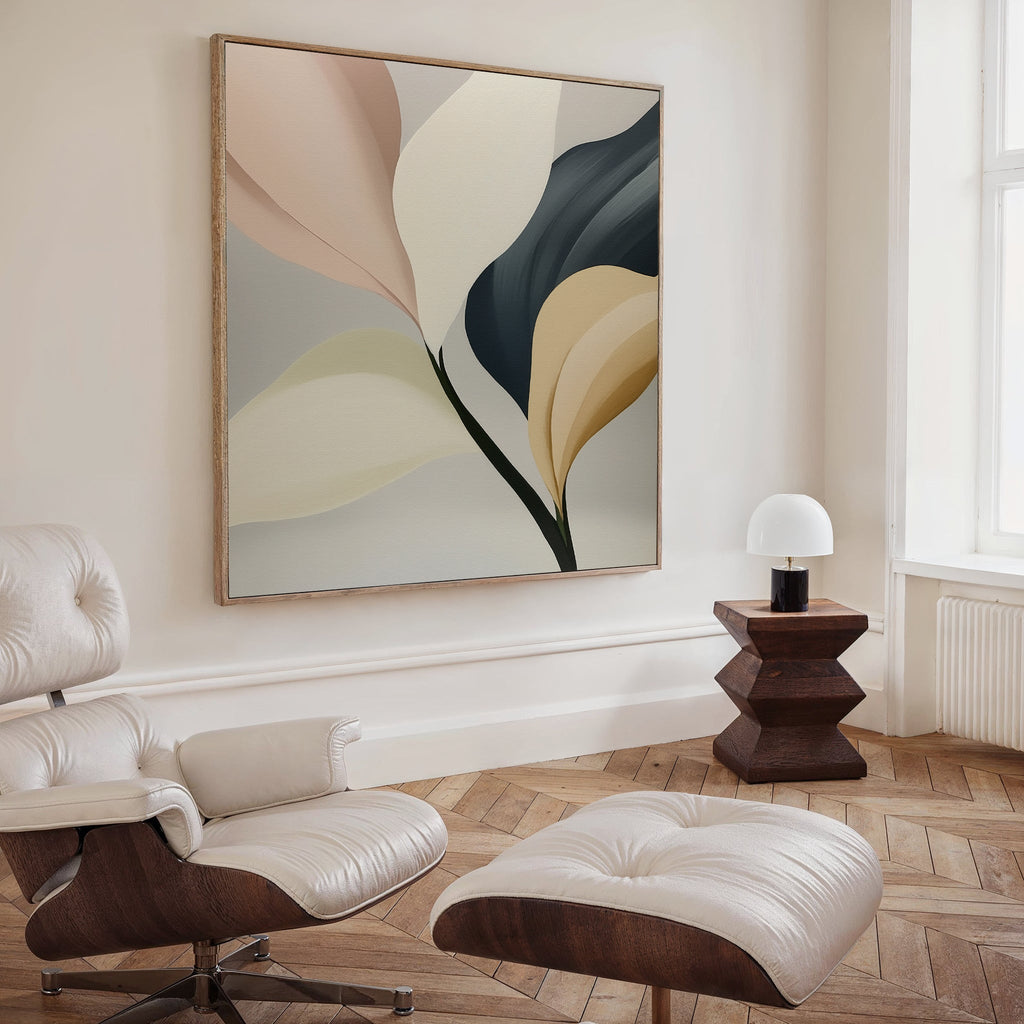 Whispers in Marble – neutral-toned botanical canvas wall art print by Aspire Prints