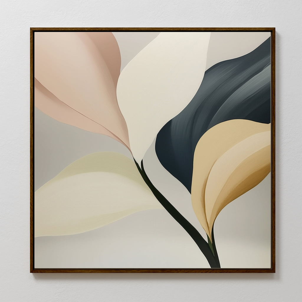 Whispers in Marble – neutral-toned botanical canvas wall art print by Aspire Prints