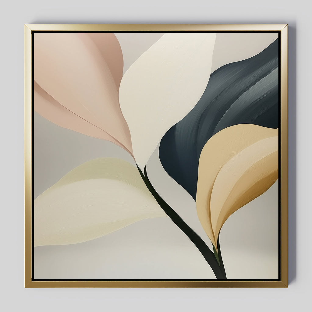 Whispers in Marble – neutral-toned botanical canvas wall art print by Aspire Prints