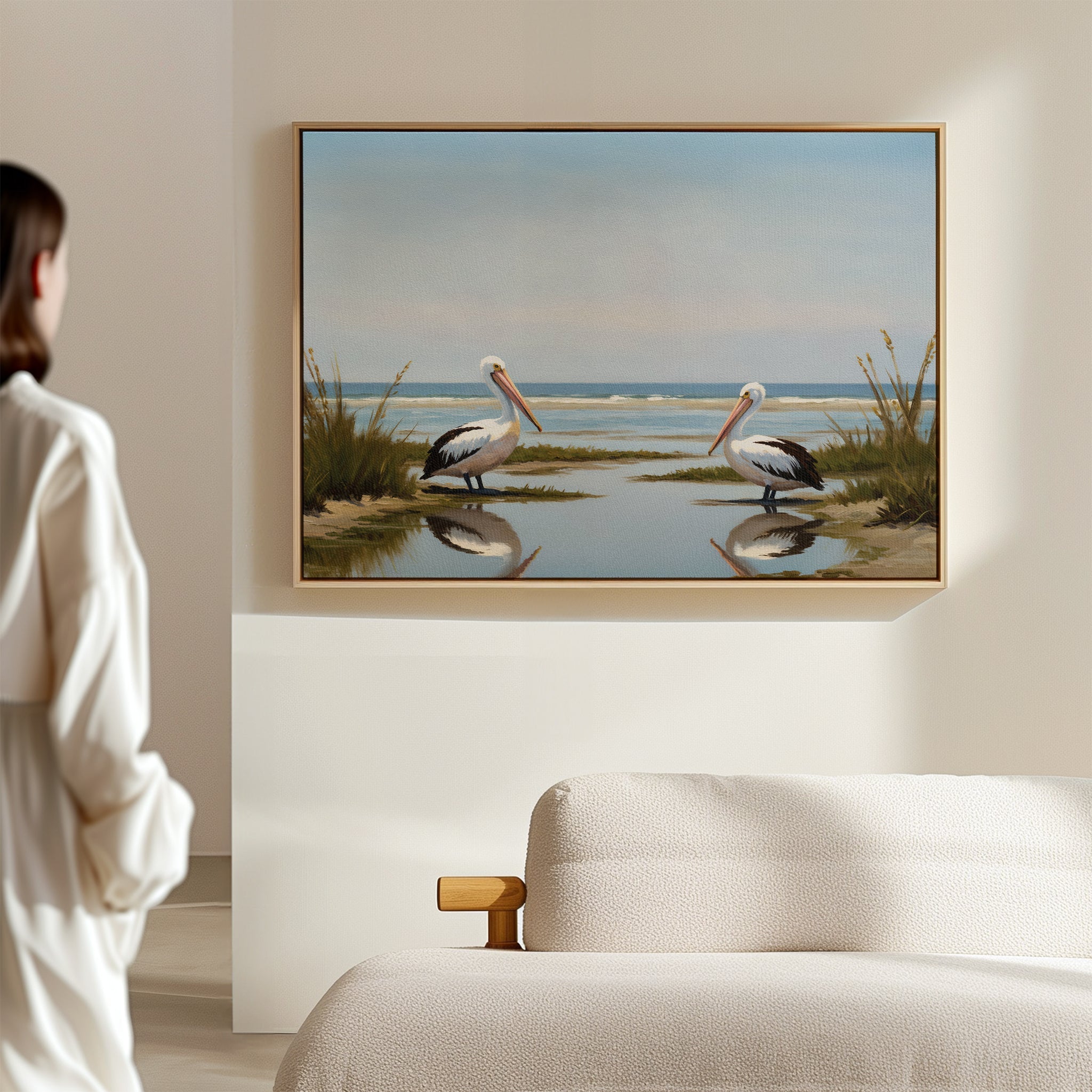 Where the Tide Listens – neutral-toned vintage canvas wall art print by Aspire Prints