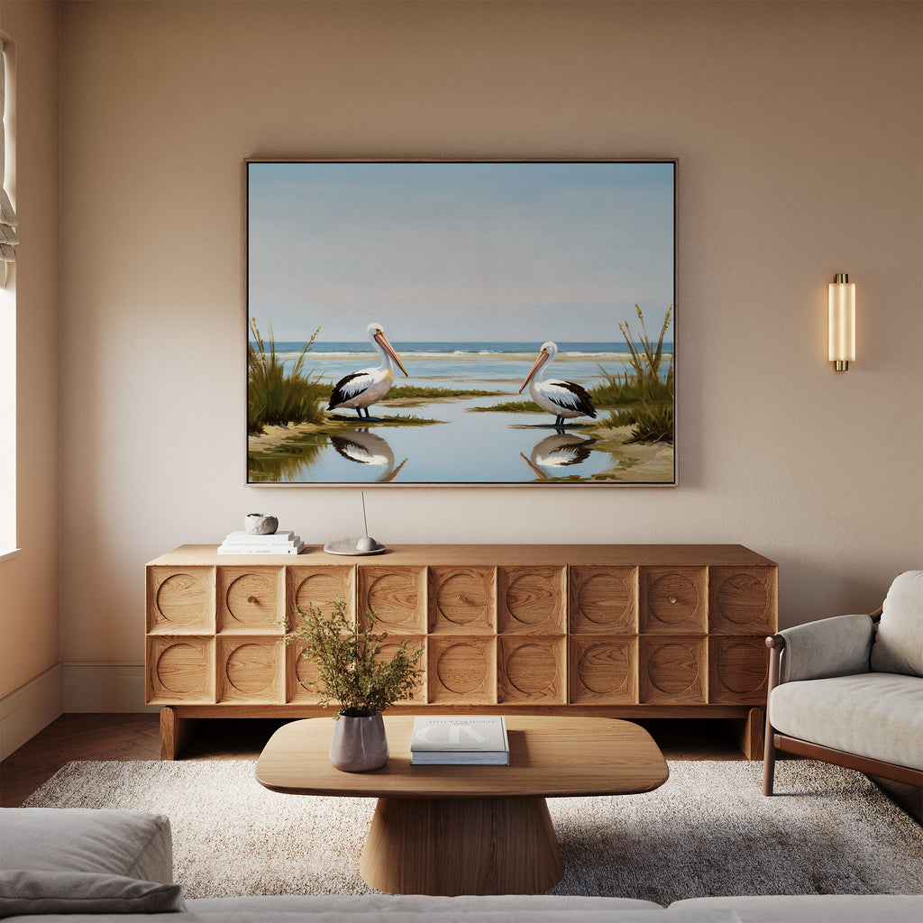Where the Tide Listens – neutral-toned vintage canvas wall art print by Aspire Prints
