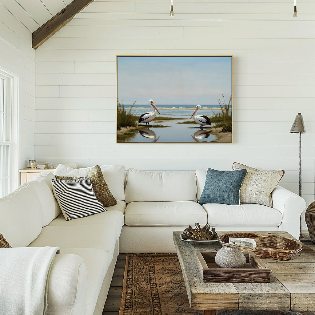Where the Tide Listens – neutral-toned vintage canvas wall art print by Aspire Prints