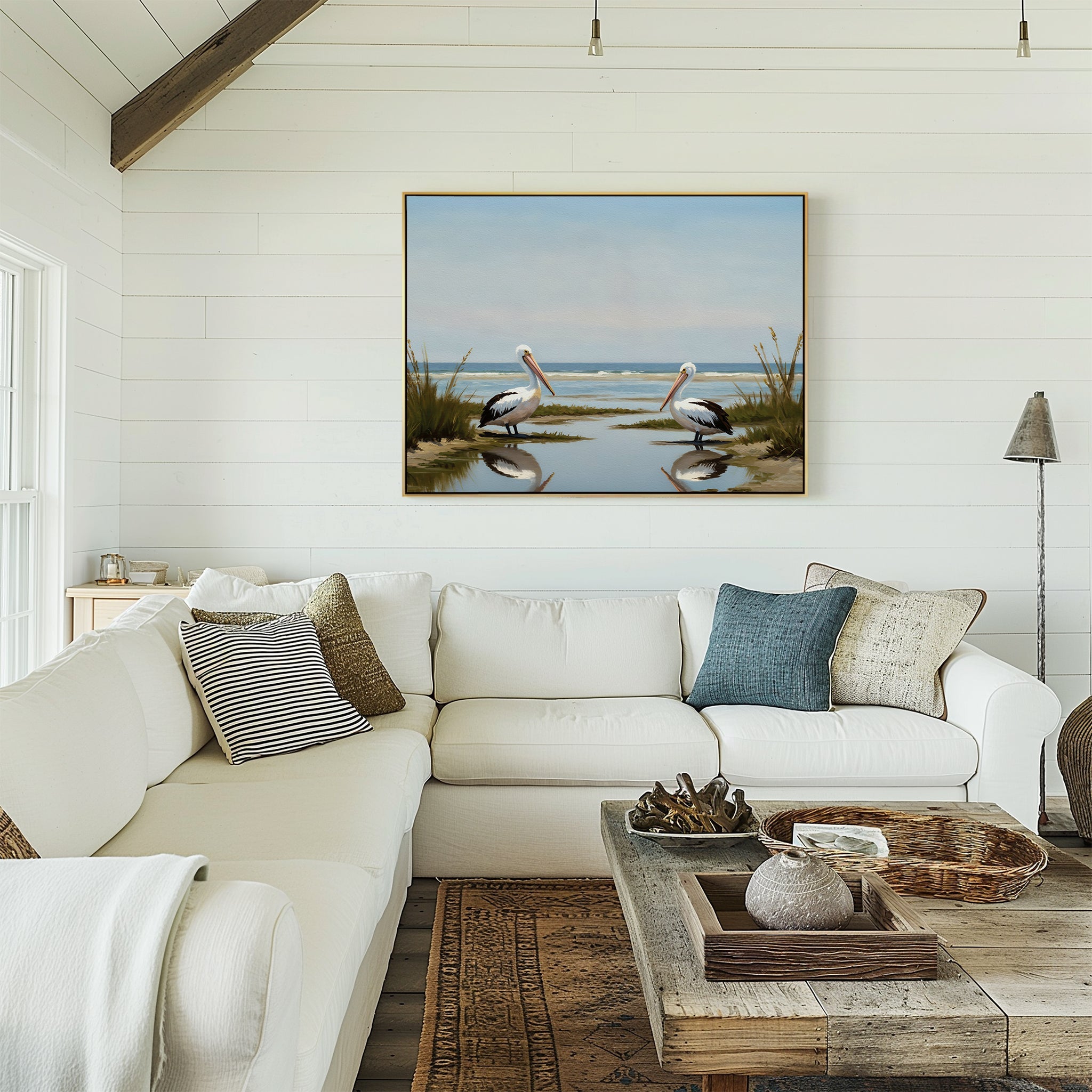 Where the Tide Listens – neutral-toned vintage canvas wall art print by Aspire Prints