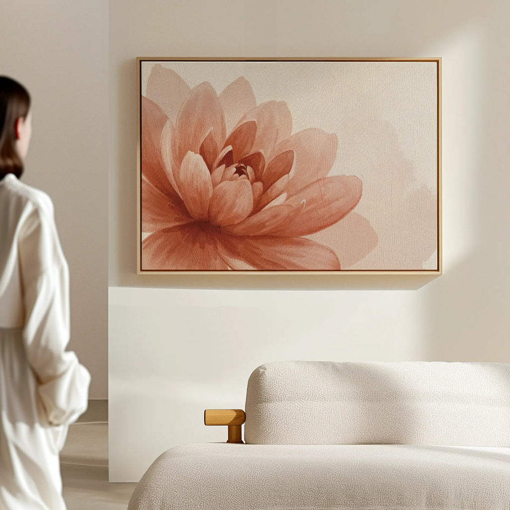 Petals in Amber Light – neutral-toned botanical canvas wall art print by Aspire Prints