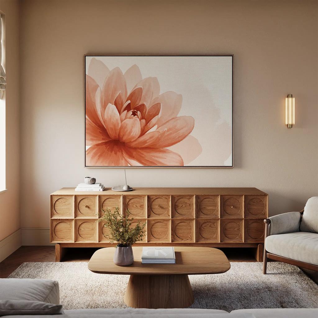 Petals in Amber Light – neutral-toned botanical canvas wall art print by Aspire Prints