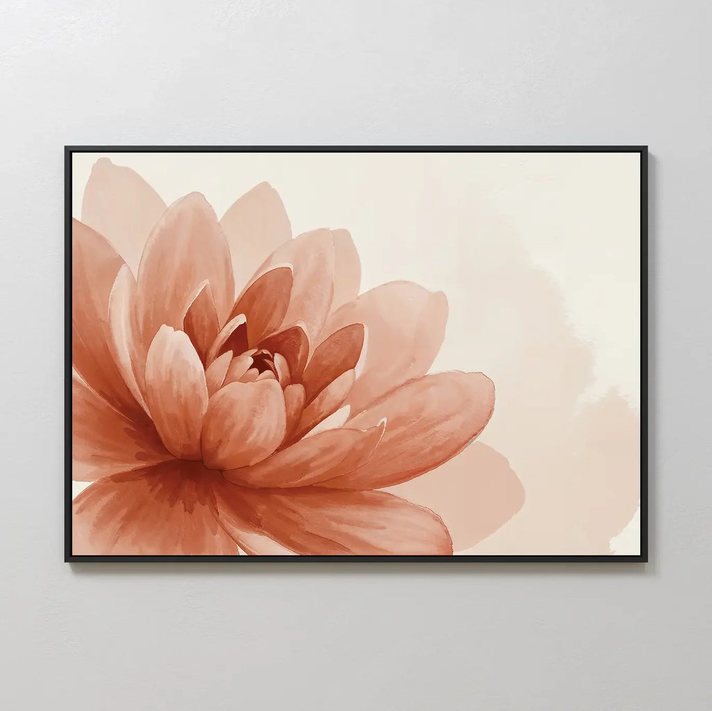 Petals in Amber Light – neutral-toned botanical canvas wall art print by Aspire Prints