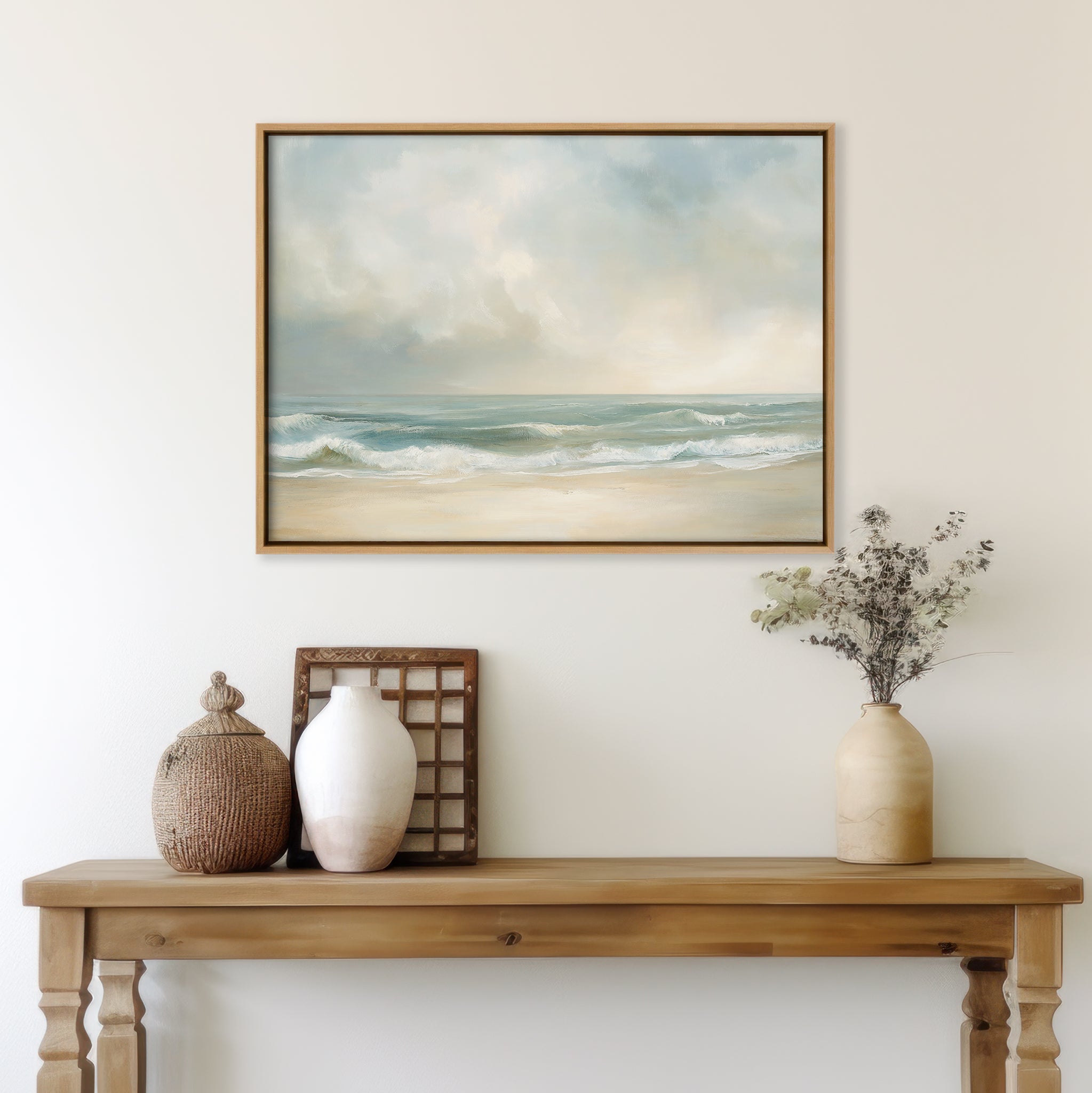 Whispering Tides at Dawn – blue vintage canvas wall art print by Aspire Prints