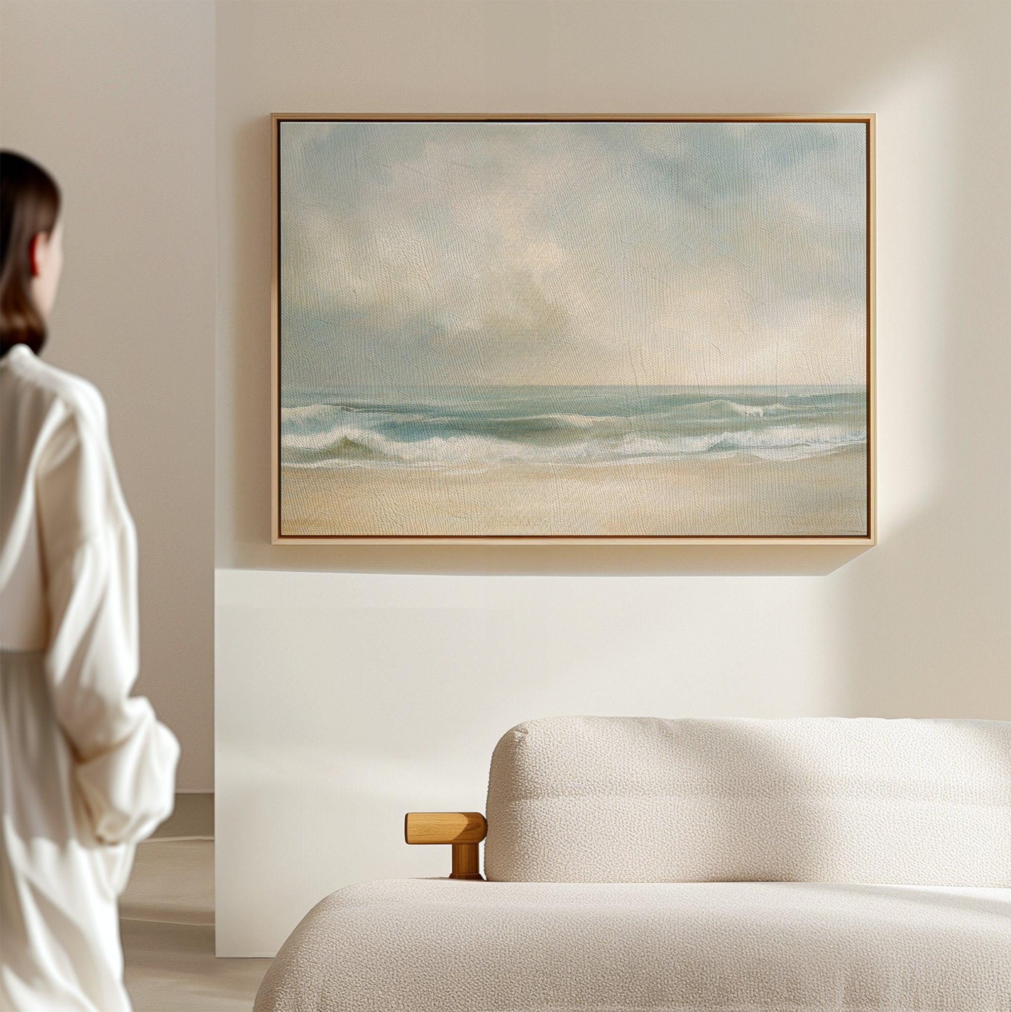 Whispering Tides at Dawn – blue vintage canvas wall art print by Aspire Prints