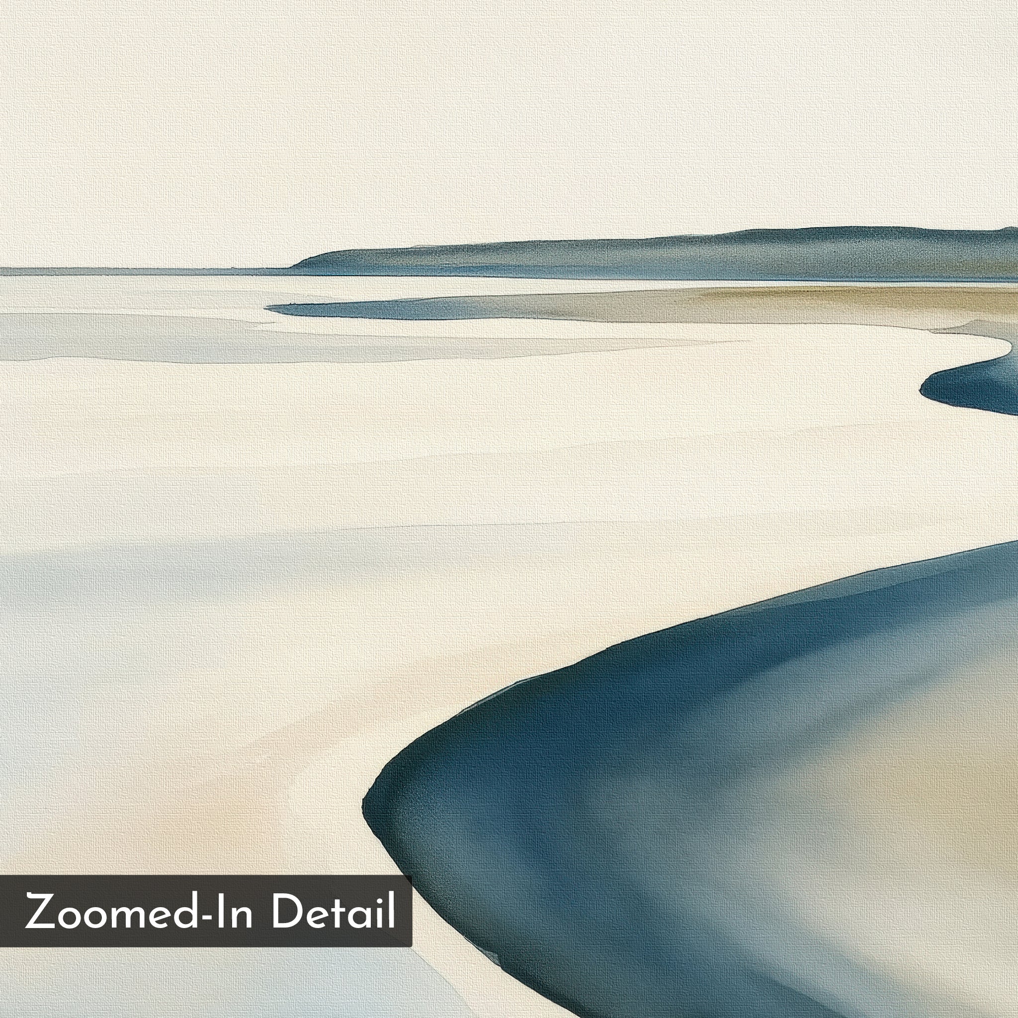 Whispers of the Low Tide – blue coastal canvas wall art print by Aspire Prints