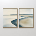 Tide & Hush Diptych – Set of 2 Canvas Prints set of 2 – neutral-toned coastal canvas wall art by Aspire Prints