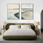 Tide & Hush Diptych – Set of 2 Canvas Prints set of 2 – neutral-toned coastal canvas wall art by Aspire Prints
