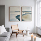 Tide & Hush Diptych – Set of 2 Canvas Prints set of 2 – neutral-toned coastal canvas wall art by Aspire Prints
