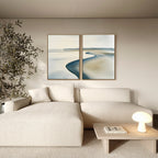 Tide & Hush Diptych – Set of 2 Canvas Prints set of 2 – neutral-toned coastal canvas wall art by Aspire Prints
