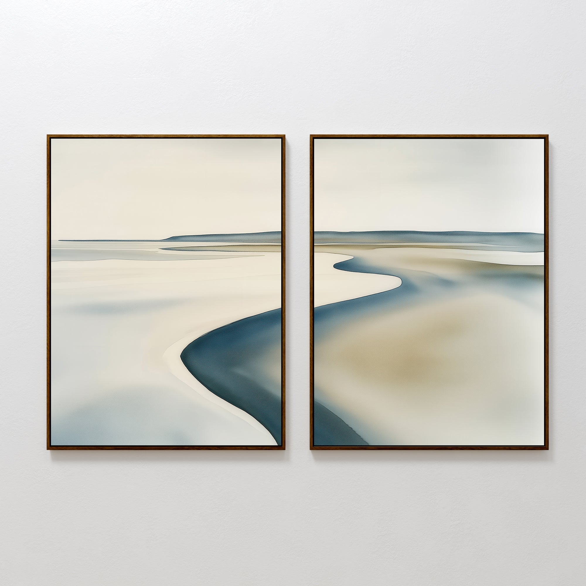 Tide & Hush Diptych – Set of 2 Canvas Prints set of 2 – neutral-toned coastal canvas wall art by Aspire Prints