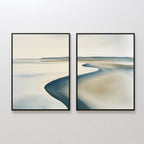 Tide & Hush Diptych – Set of 2 Canvas Prints set of 2 – neutral-toned coastal canvas wall art by Aspire Prints
