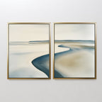 Tide & Hush Diptych – Set of 2 Canvas Prints set of 2 – neutral-toned coastal canvas wall art by Aspire Prints