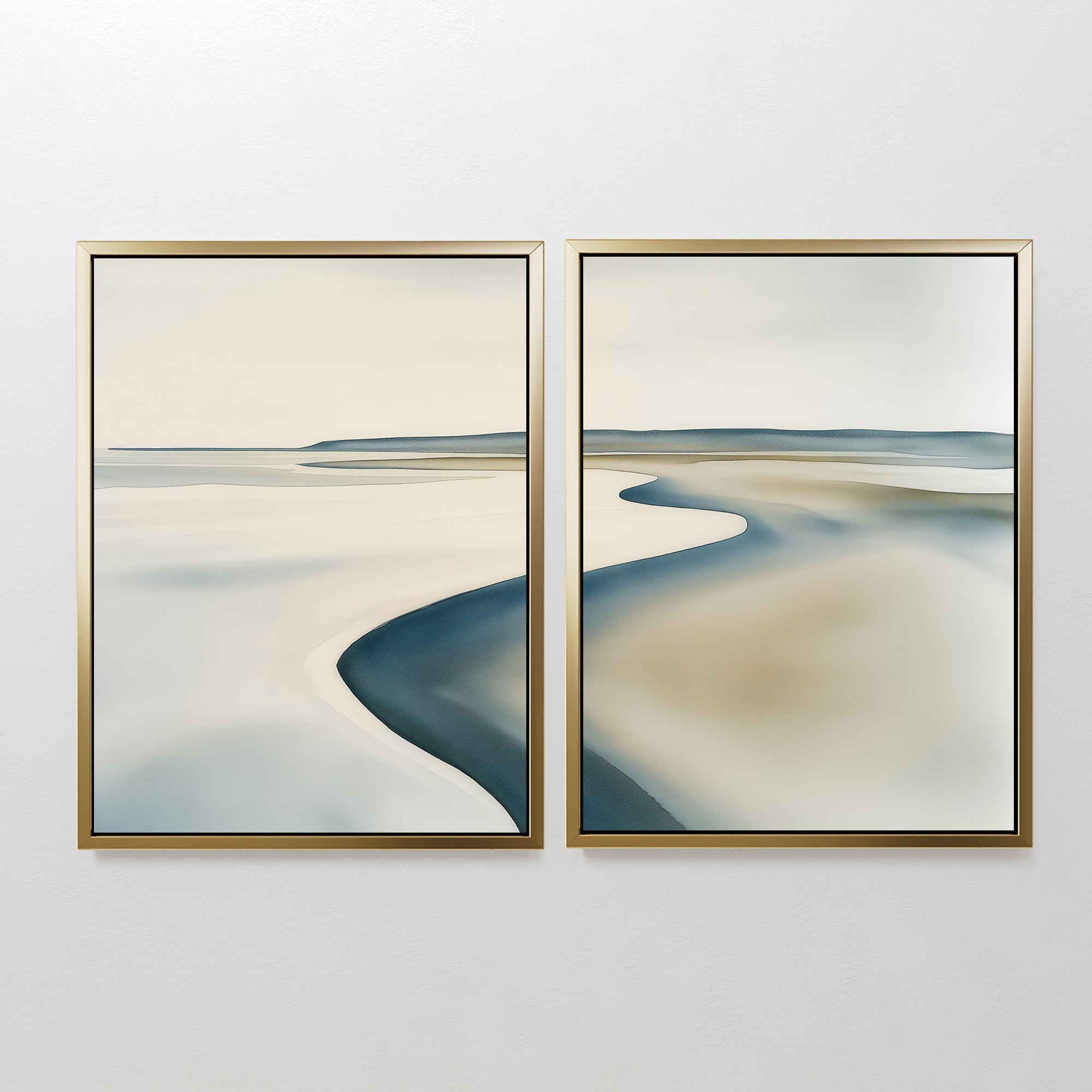 Tide & Hush Diptych – Set of 2 Canvas Prints set of 2 – neutral-toned coastal canvas wall art by Aspire Prints