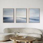Whispers of the Tide – Set of 3 Canvas Prints set of 3 – blue coastal canvas wall art by Aspire Prints