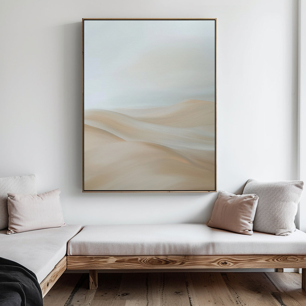 Whispering Summit – beige and white landscape canvas wall art print by Aspire Prints