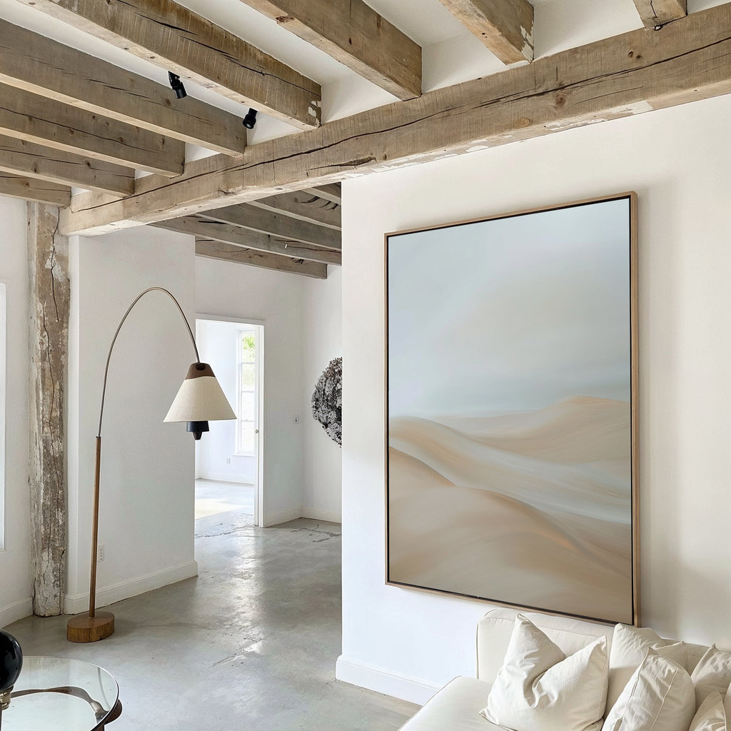 Whispering Summit – beige and white landscape canvas wall art print by Aspire Prints