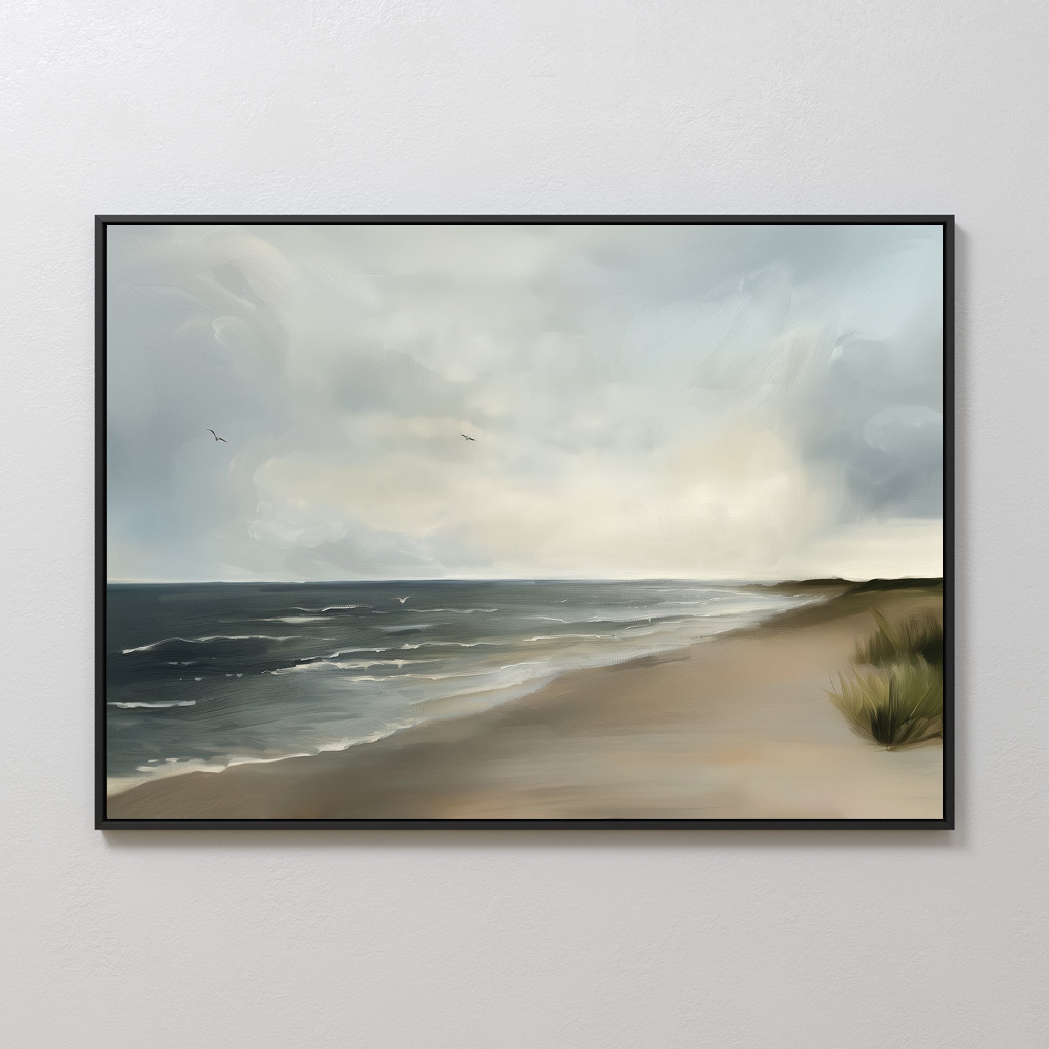 Whispering Tides at Dawn – blue vintage canvas wall art print by Aspire Prints