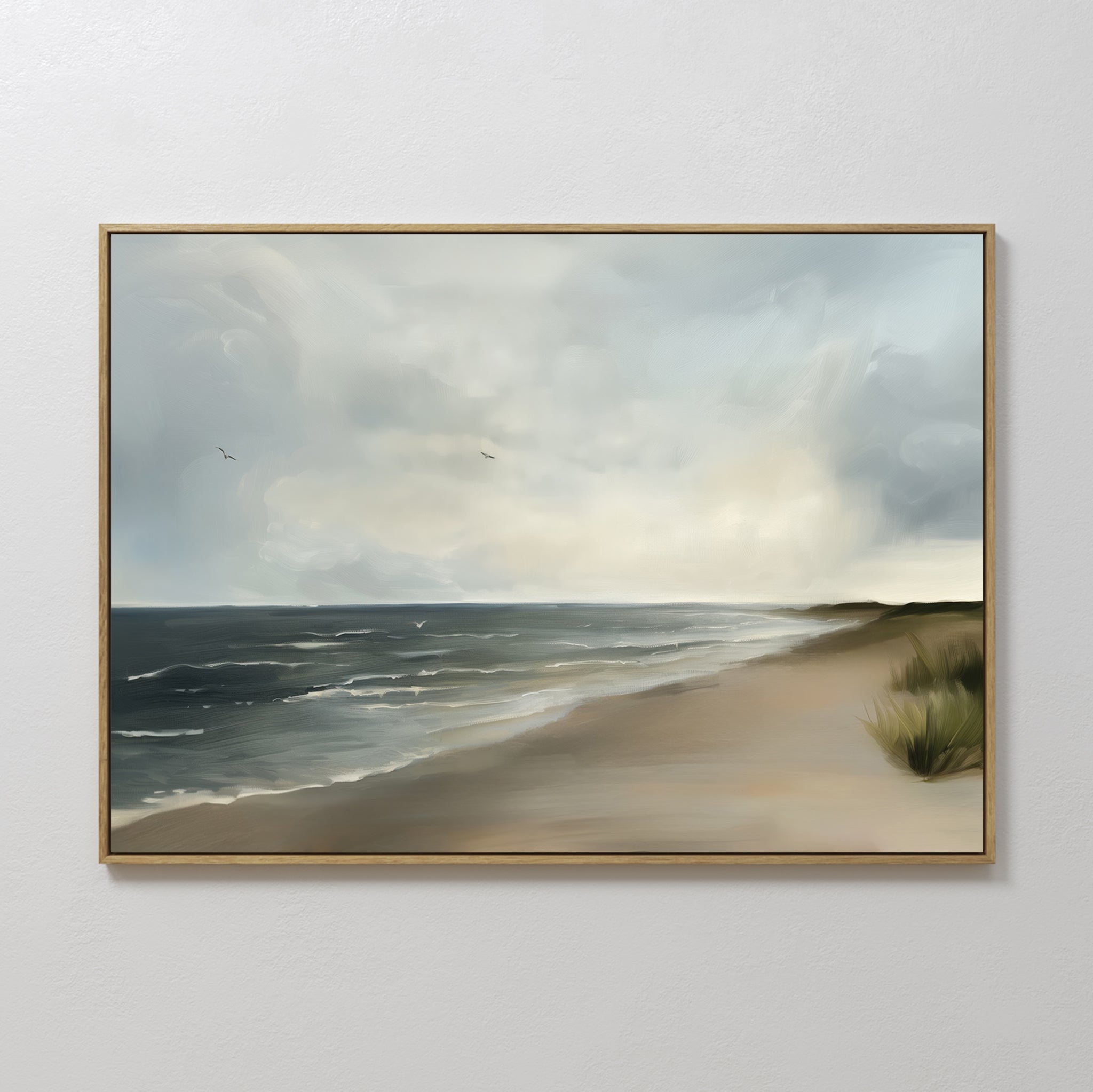 Whispering Tides at Dawn – blue vintage canvas wall art print by Aspire Prints