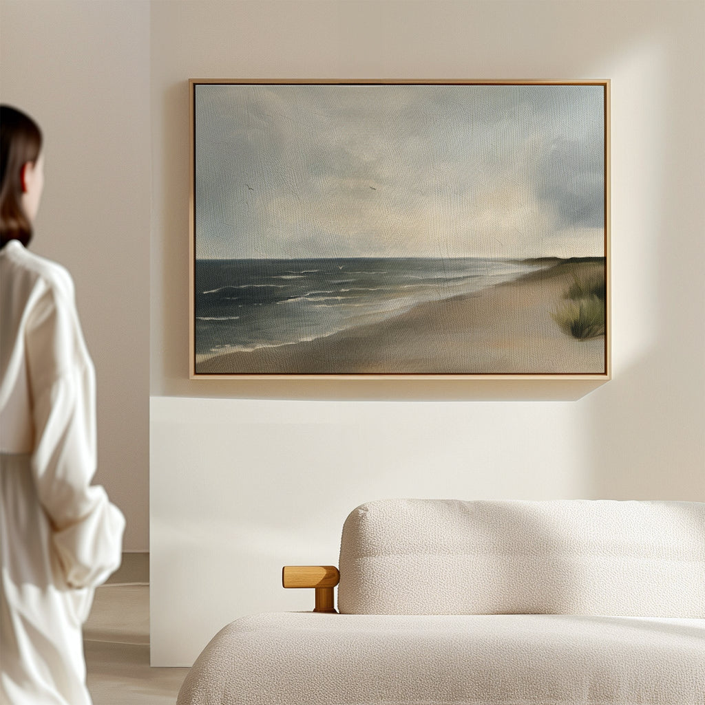 Whispering Tides at Dawn – blue vintage canvas wall art print by Aspire Prints