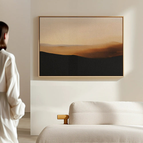 Ember Hills at Twilight – neutral-toned desert canvas wall art print by Aspire Prints