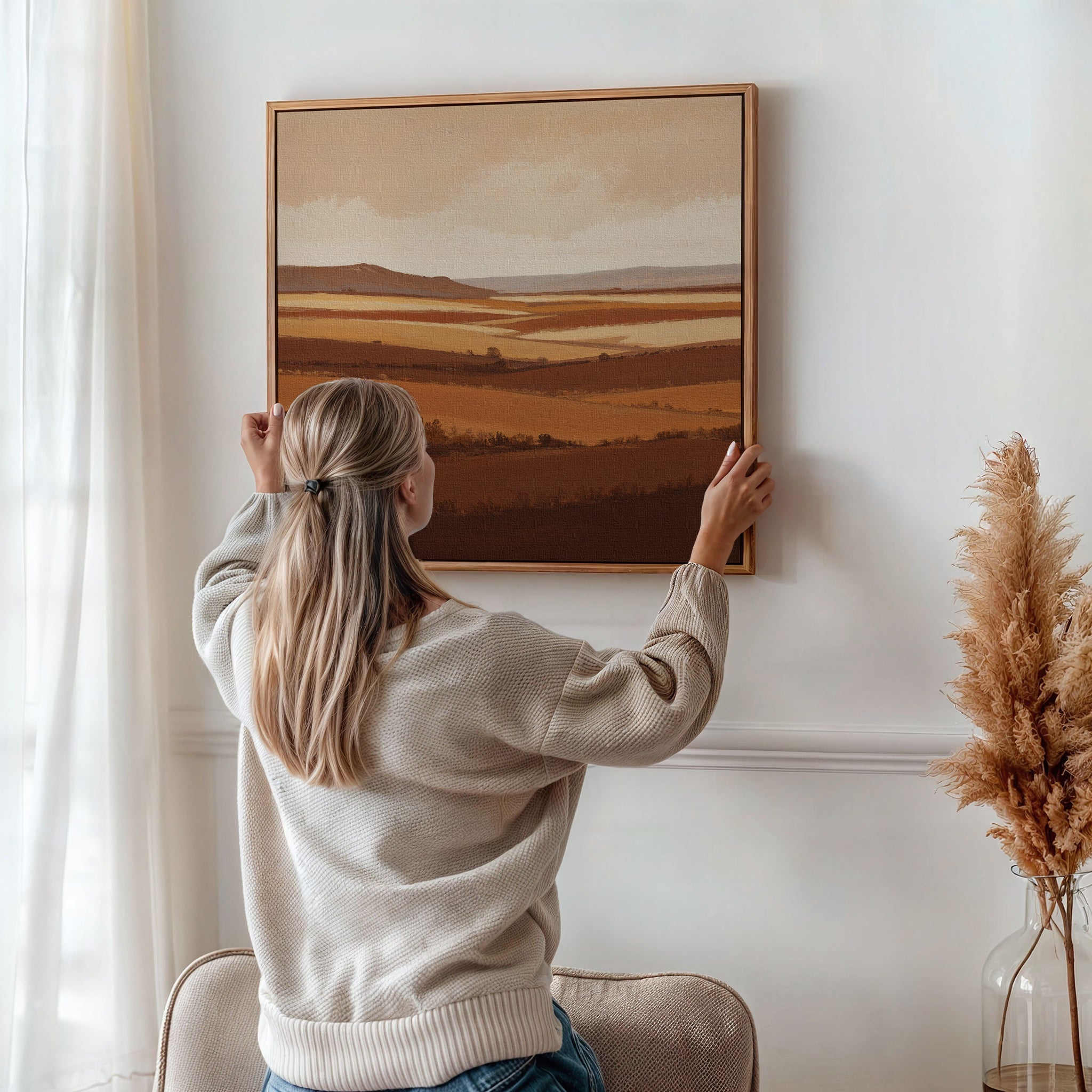 Amber Drift – neutral-toned desert canvas wall art print by Aspire Prints