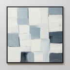 Whispered Geometry – blue abstract canvas wall art print by Aspire Prints