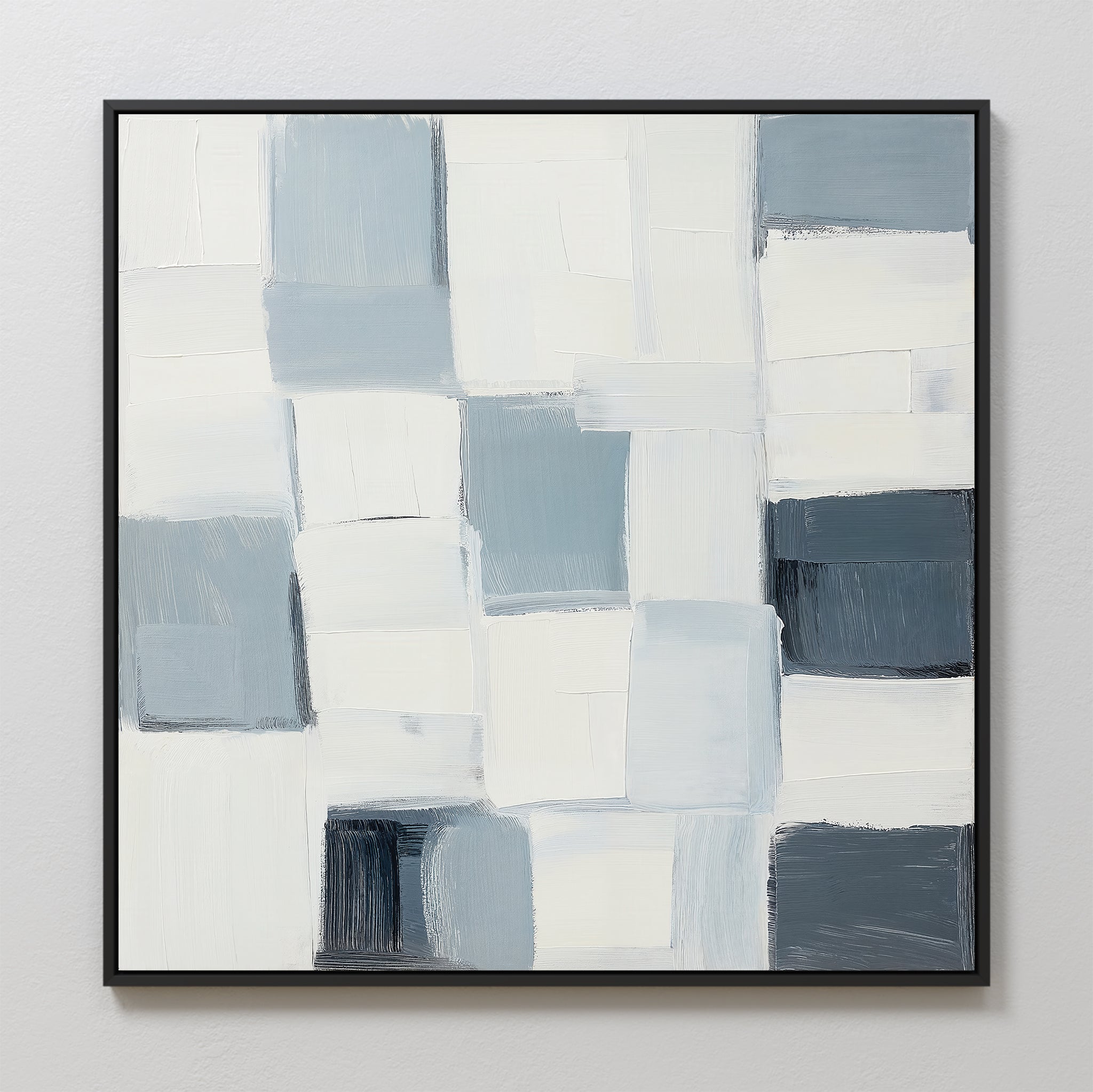 Whispered Geometry – blue abstract canvas wall art print by Aspire Prints