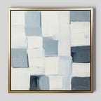 Whispered Geometry – blue abstract canvas wall art print by Aspire Prints