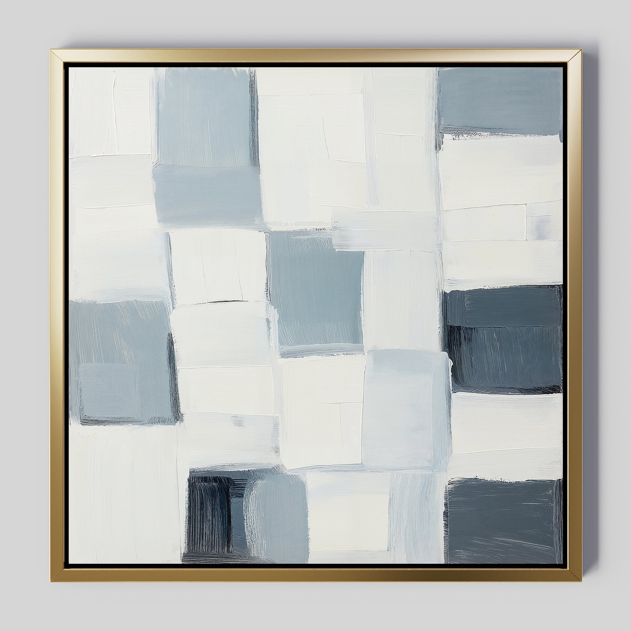 Whispered Geometry – blue abstract canvas wall art print by Aspire Prints