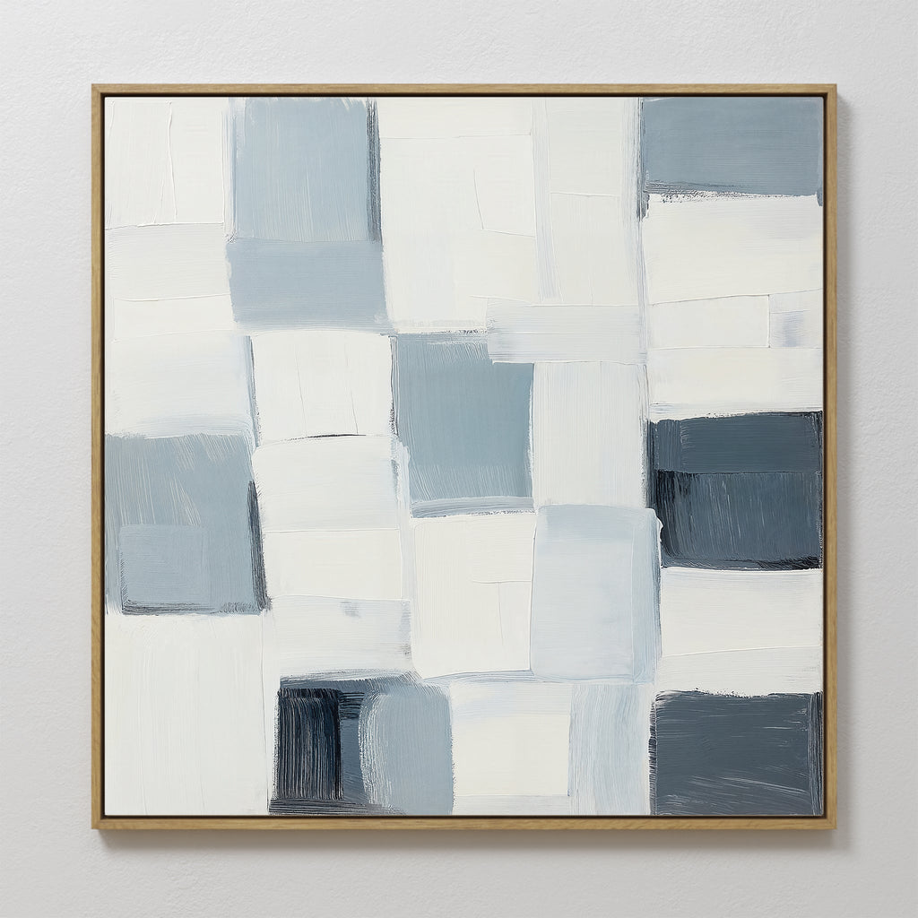 Whispered Geometry – blue abstract canvas wall art print by Aspire Prints