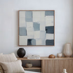Whispered Geometry – blue abstract canvas wall art print by Aspire Prints