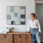 Whispered Geometry – blue abstract canvas wall art print by Aspire Prints