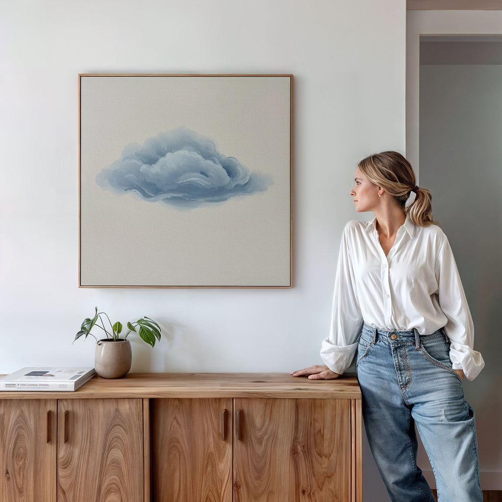 Whisper of the Sky – neutral-toned cloud canvas wall art print by Aspire Prints