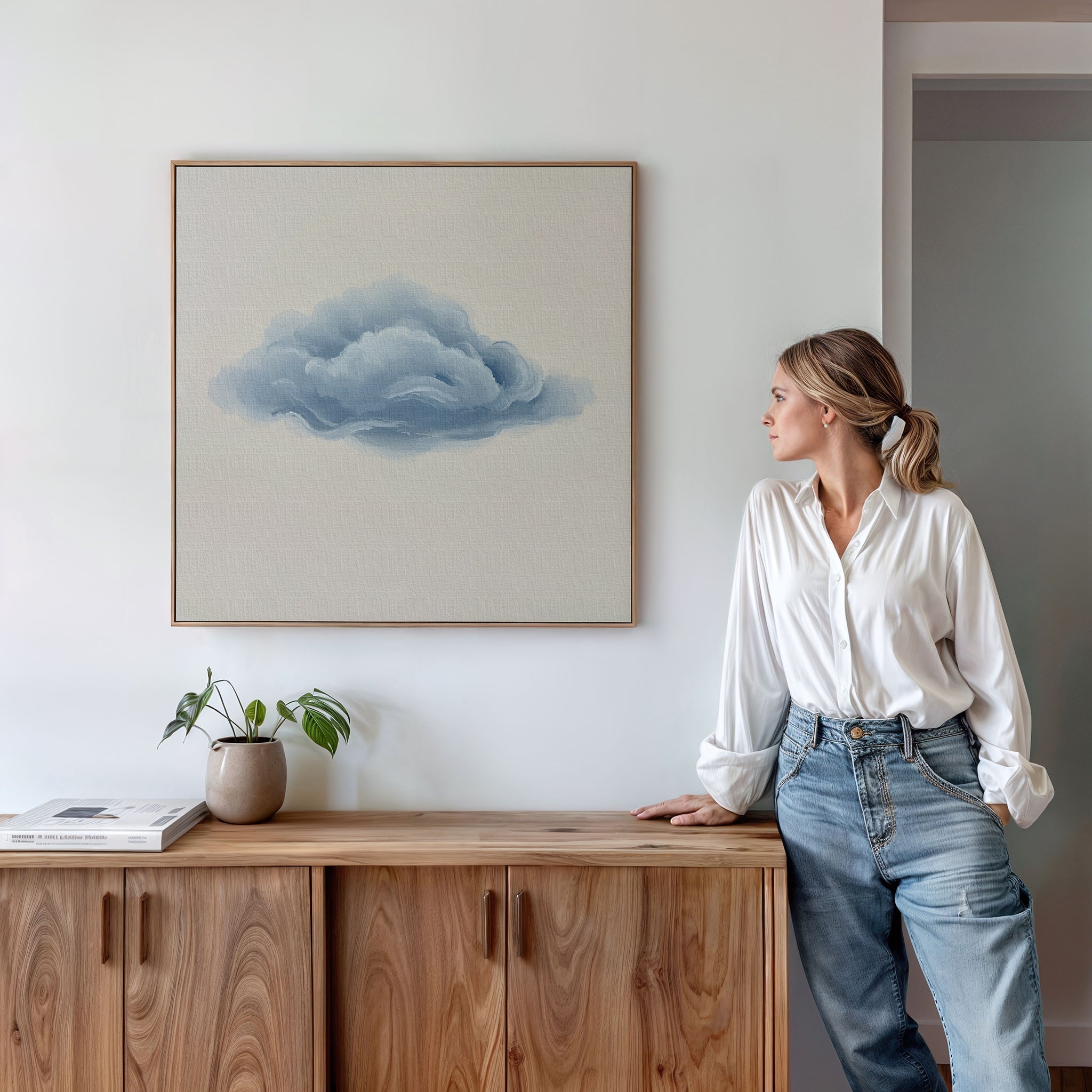 Whisper of the Sky – neutral-toned cloud canvas wall art print by Aspire Prints