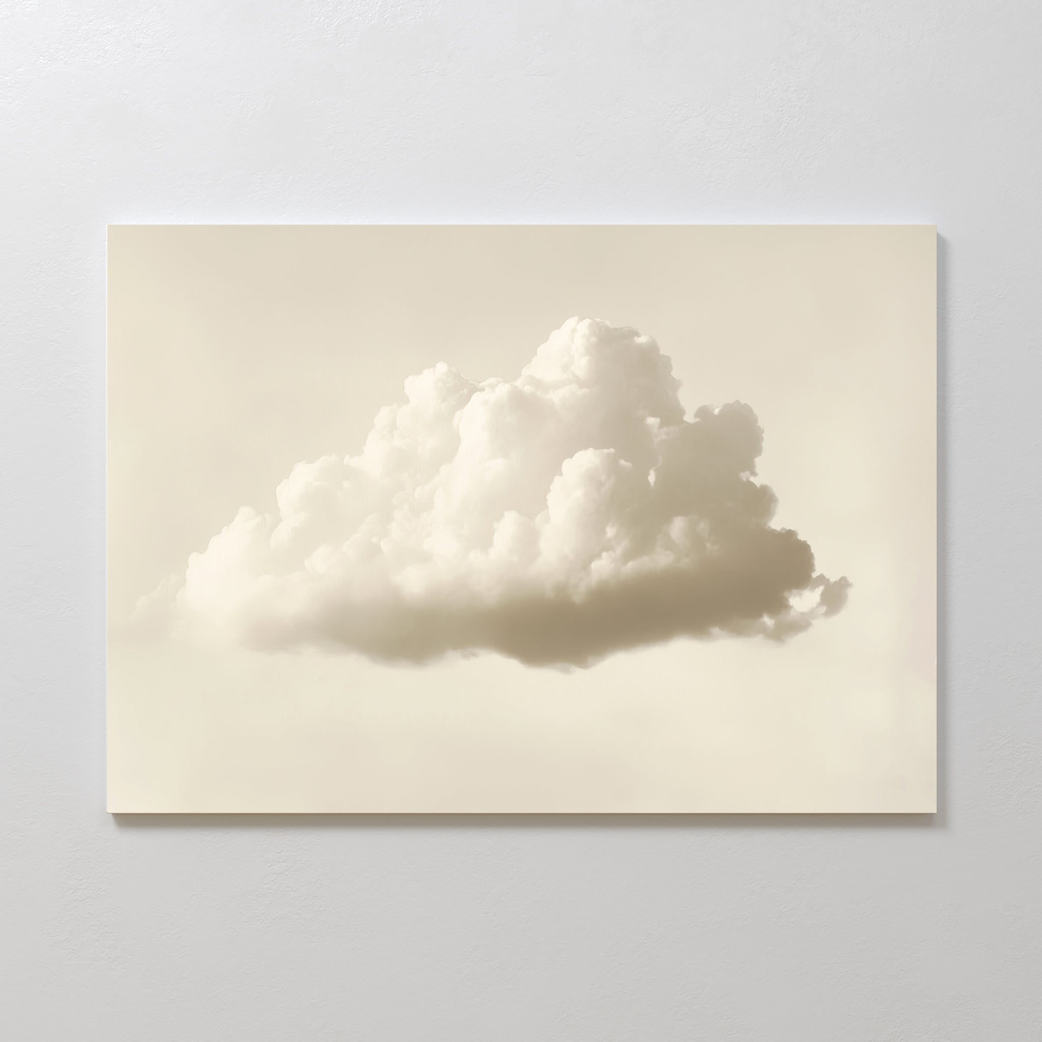 Whisper of the Drifting Sky – beige and white cloud canvas wall art print by Aspire Prints