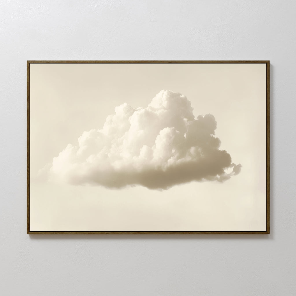 Whisper of the Drifting Sky – beige and white cloud canvas wall art print by Aspire Prints