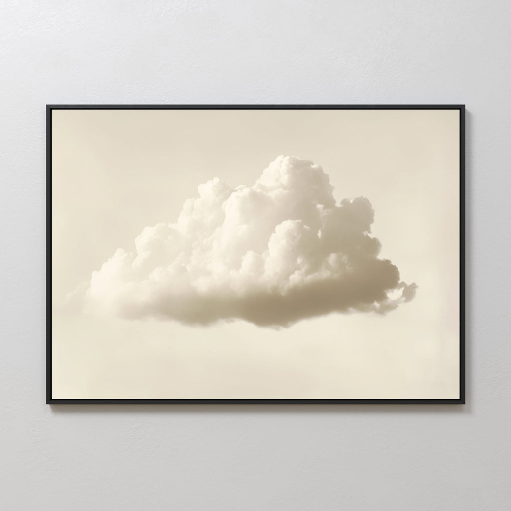 Whisper of the Drifting Sky – beige and white cloud canvas wall art print by Aspire Prints