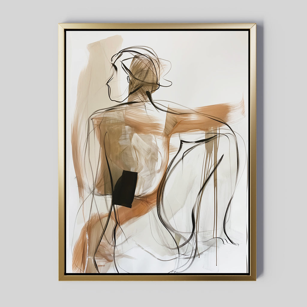Whispered Stillness – earthy brown abstract canvas wall art print by Aspire Prints