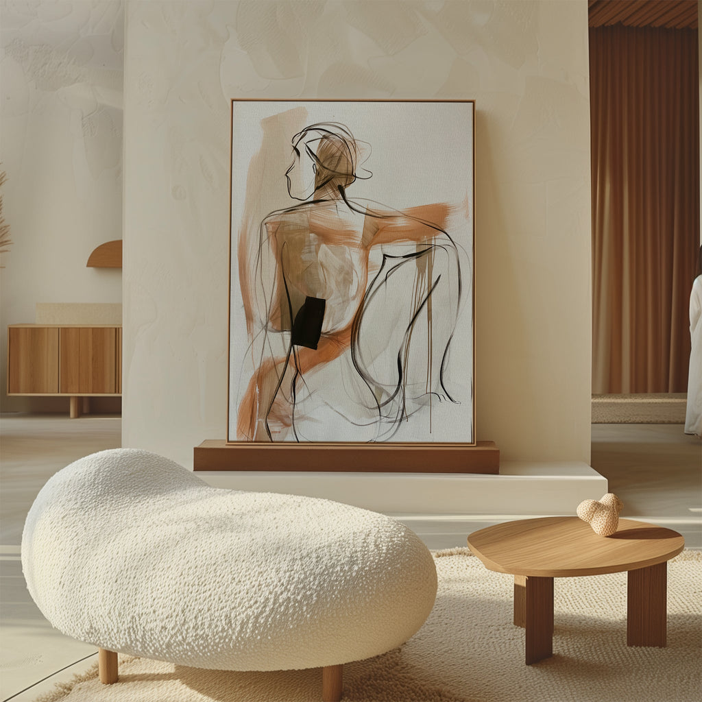 Whispered Stillness – earthy brown abstract canvas wall art print by Aspire Prints