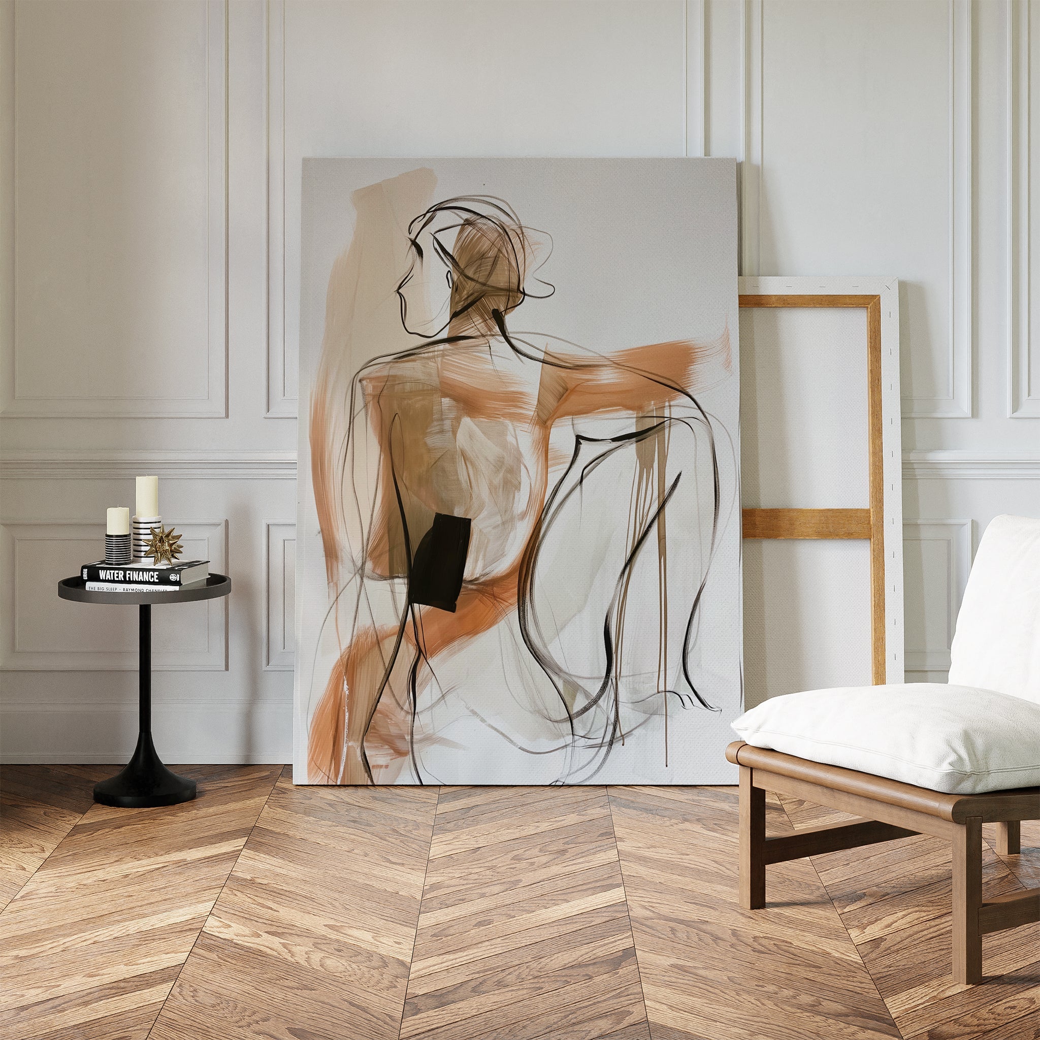 Whispered Stillness – earthy brown abstract canvas wall art print by Aspire Prints