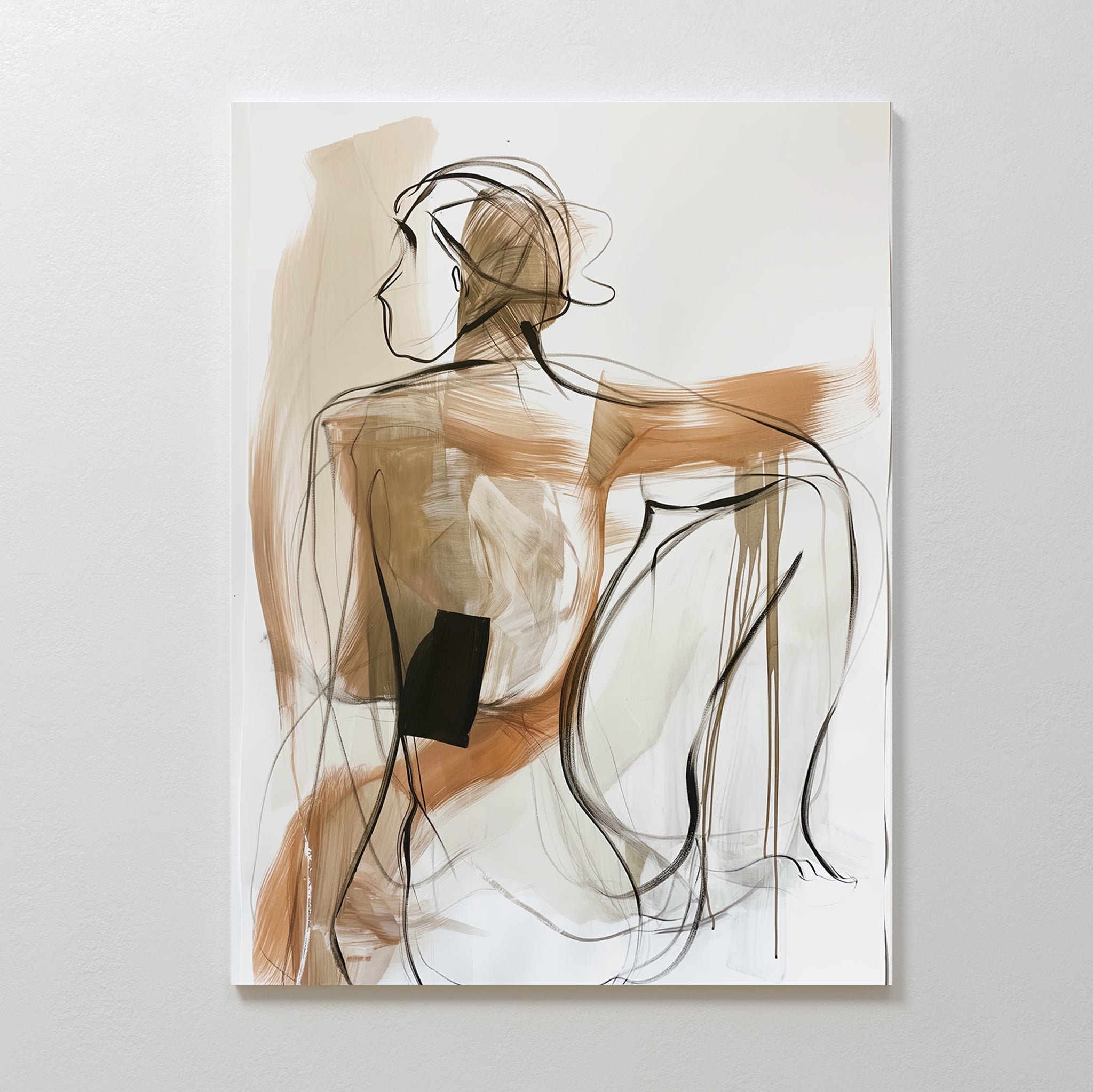 Whispered Stillness – earthy brown abstract canvas wall art print by Aspire Prints